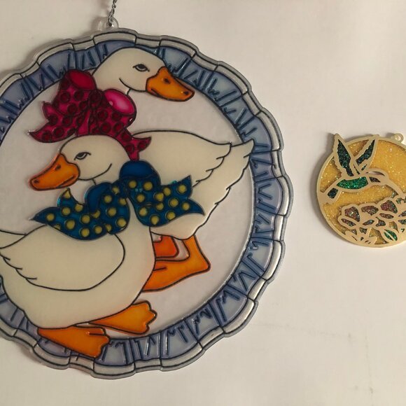 Lot of 2 home decors Suncatchers wall hanging geese & bird round - Picture 4 of 6